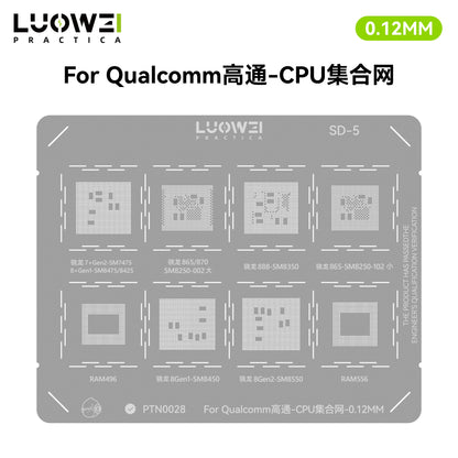 LUOWEI JUEGO STENCIL PARA CPU (13pzas) - MTK - iPhone A9-A18 Pro - HiU - SD