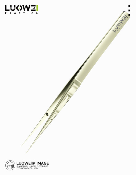 LUOWEI PINZAS DE PRECISION DE ACERO INOXIDABLE DE GRADO AERONATICO PULIDAS A MANO, PUNTA RECTA IS-10